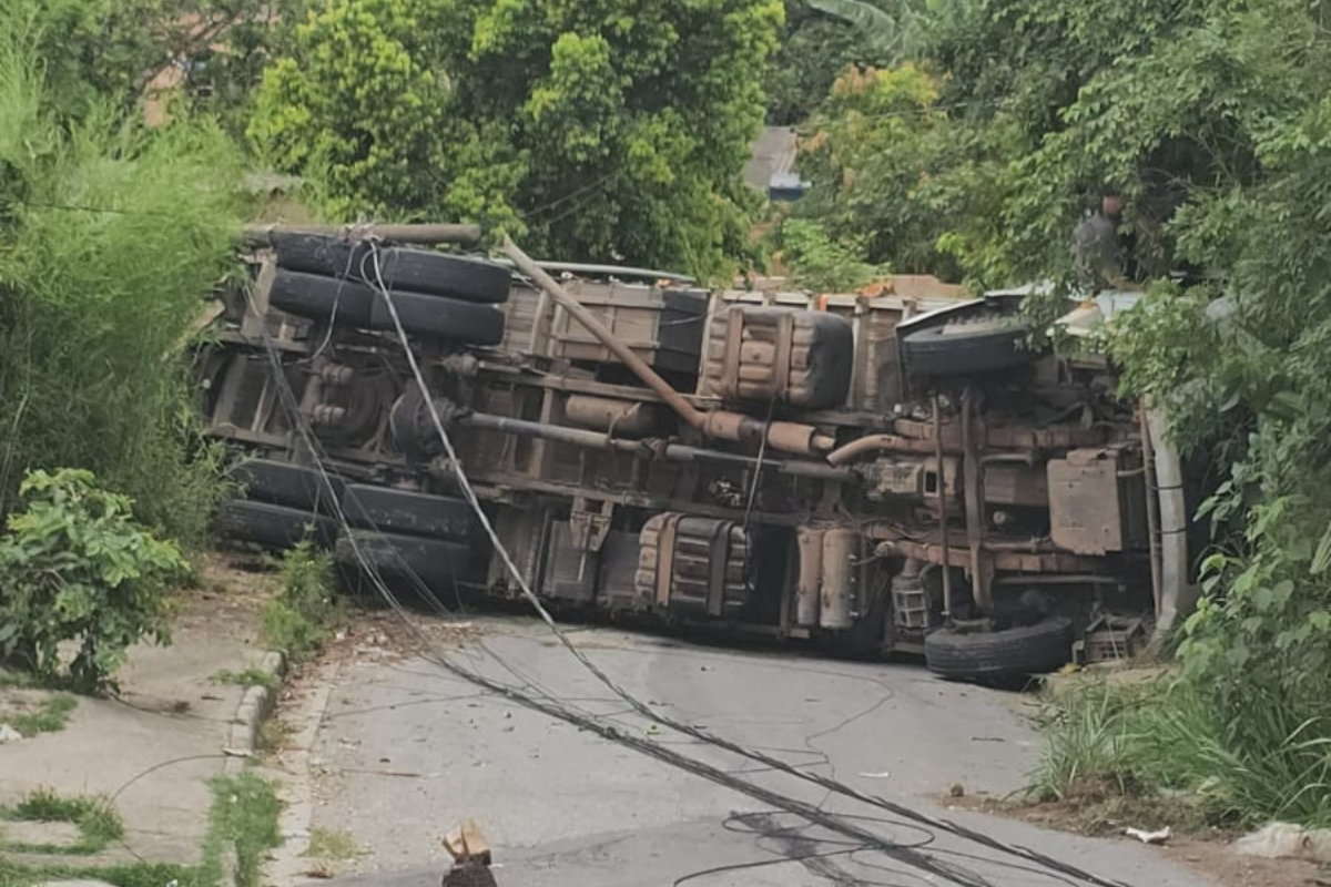 Caminhão transportava dez toneladas de madeira
