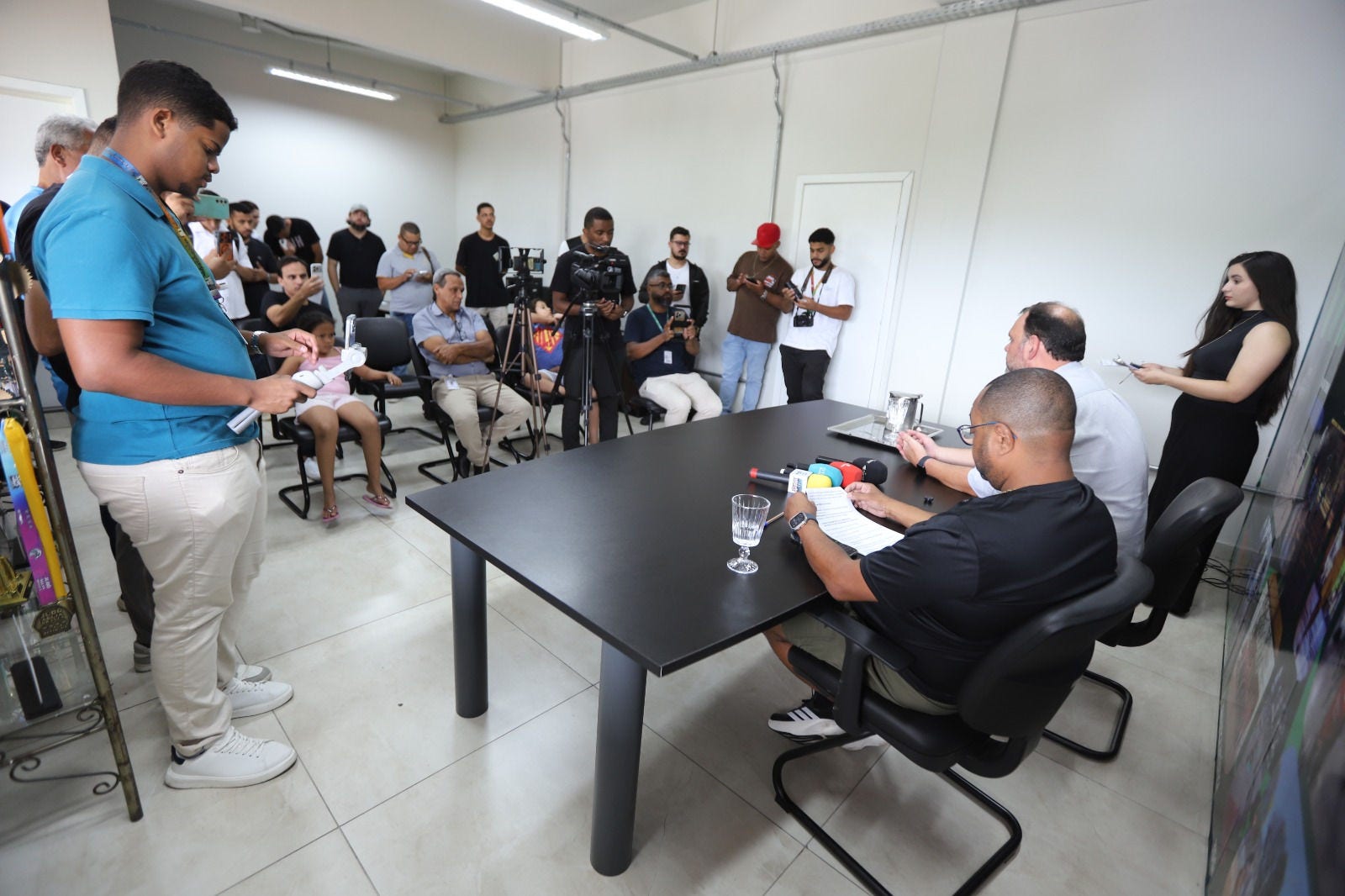 Participaram da coletiva o secretário municipal de Esportes, Welinton Sapão, e o presidente da Federação Mineira de Futsal, Alexandre Valverde