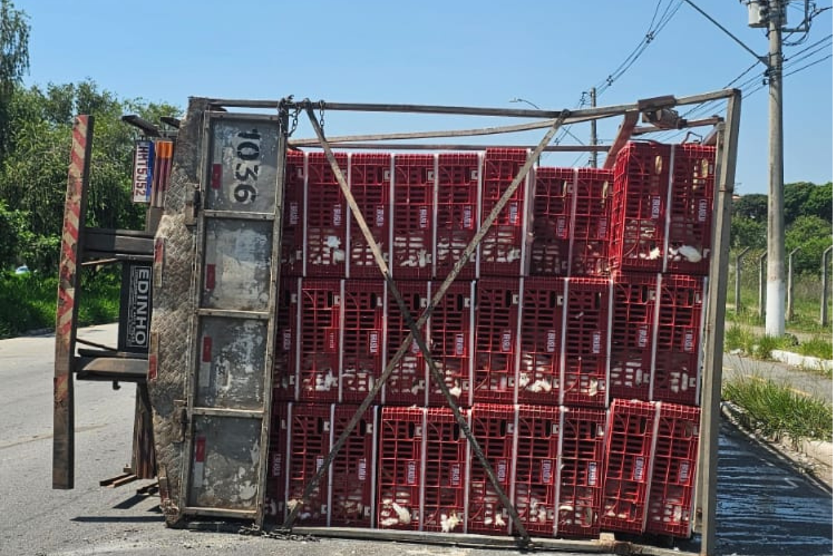 Motorista do caminhão sofreu escoriações leves e foi encaminhado para UPA Alterosas
