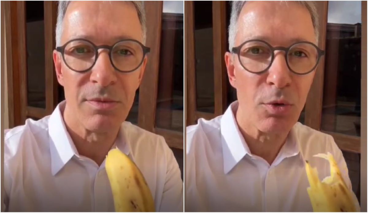 Cena de Romeu Zema comendo banana com casca viralizou em 2025