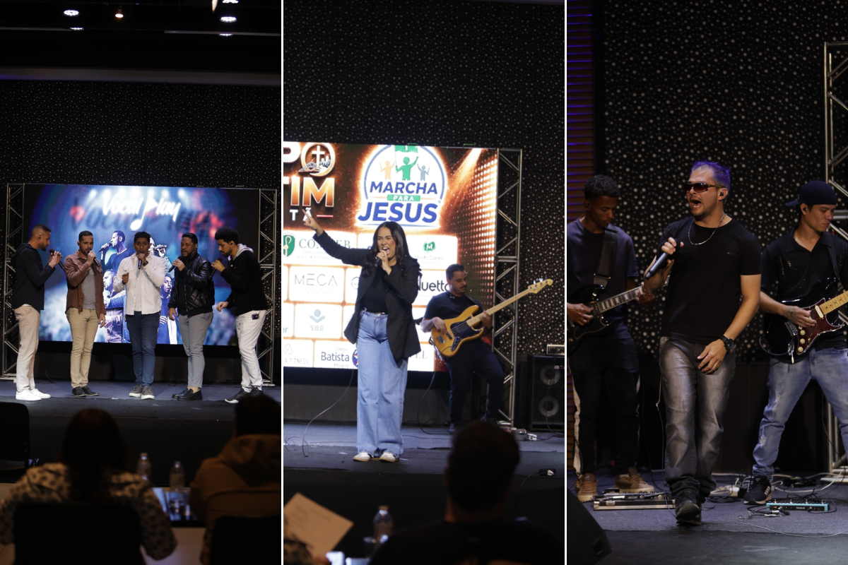 Vocal Play, Belém Music e Fragmentos (da esquerda para a direita) seguem na competição e vão disputar a final em 1º de agosto