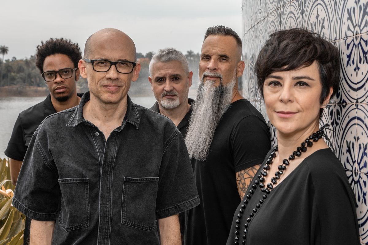 Da esquerda para a direita: o tecladista Richard Neves, o guitarrista John Ulhoa, o baixista Ricardo Koctus, o baterista Xande Tamietti e a cantora Fernanda Takai