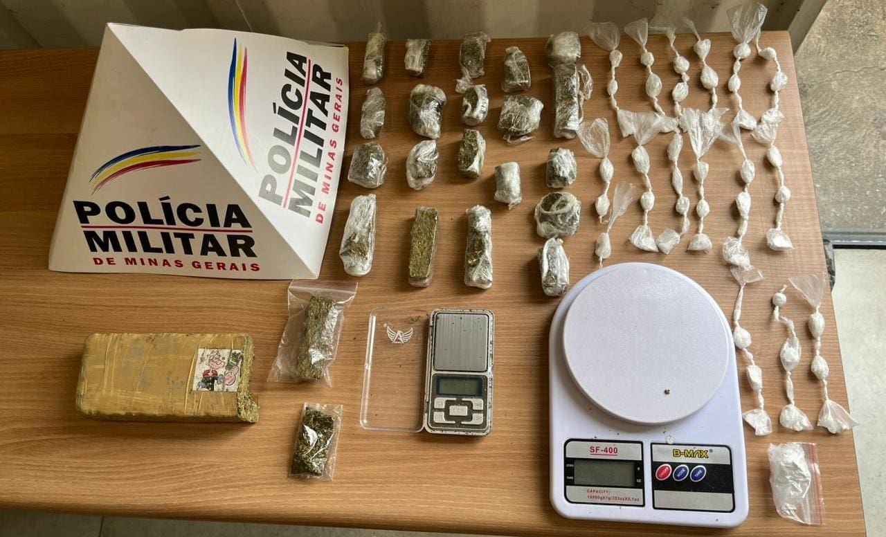 Materiais apreendidos durante a ocorrência.