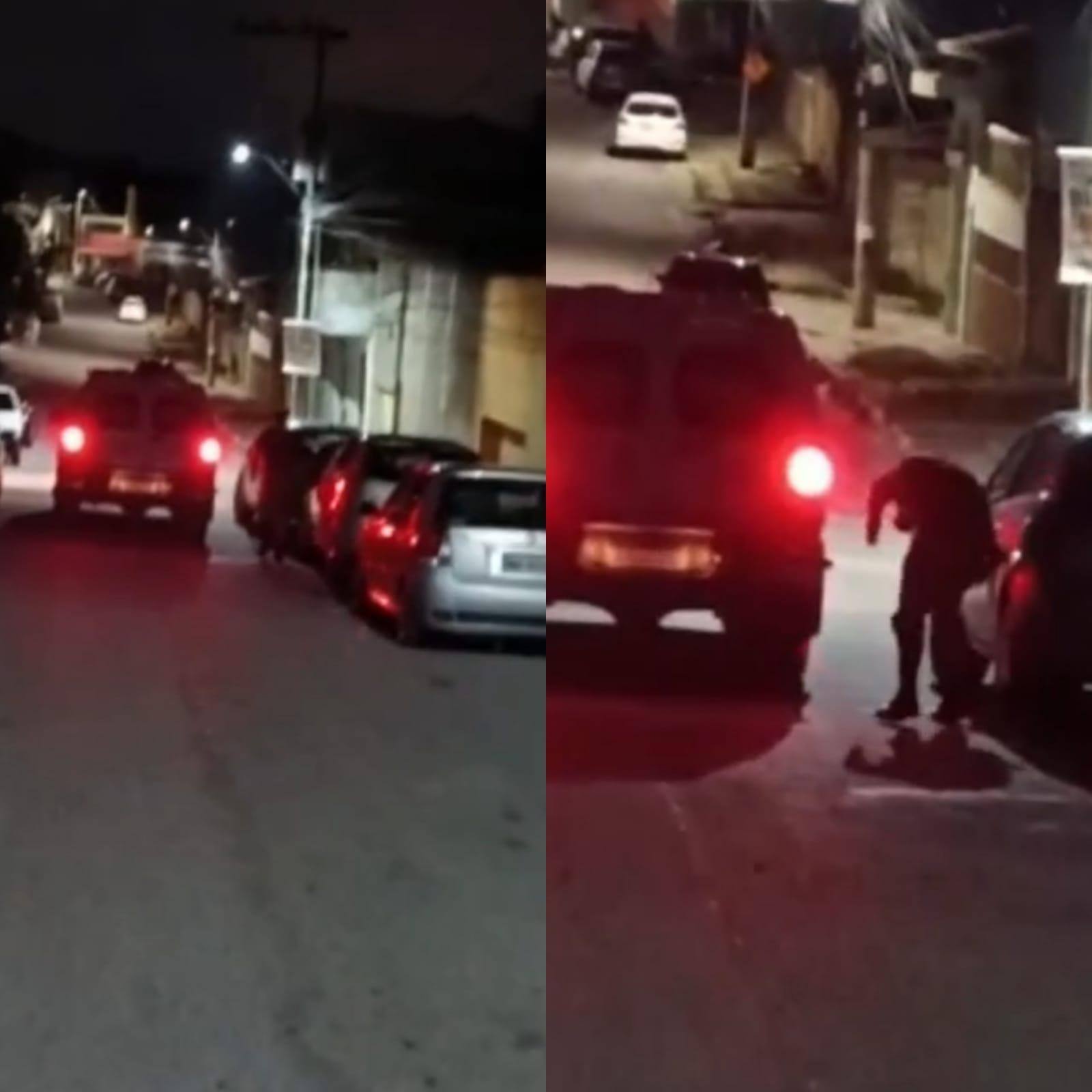 No vídeo, uma pessoa, que não é identificada, conta que nem todos os carros estacionados são de gente que participava da festa.