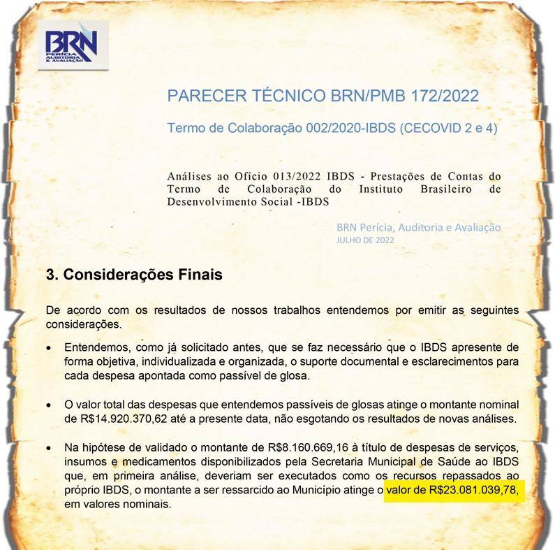 Prefeitura de Betim contratou auditoria para analisar prestação de contas do IBDS.