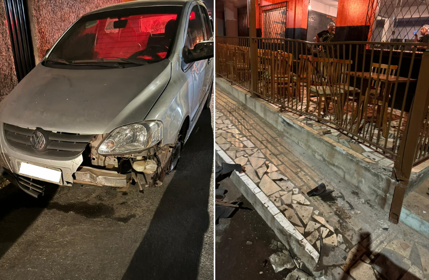 Grades do local ficaram danificadas; carro foi removido para o pátio do Detran pois estava com a documentação irregular