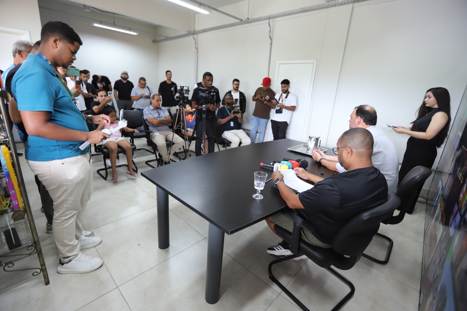 Participaram da coletiva o secretário municipal de Esportes, Welinton Sapão, e o presidente da Federação Mineira de Futsal, Alexandre Valverde