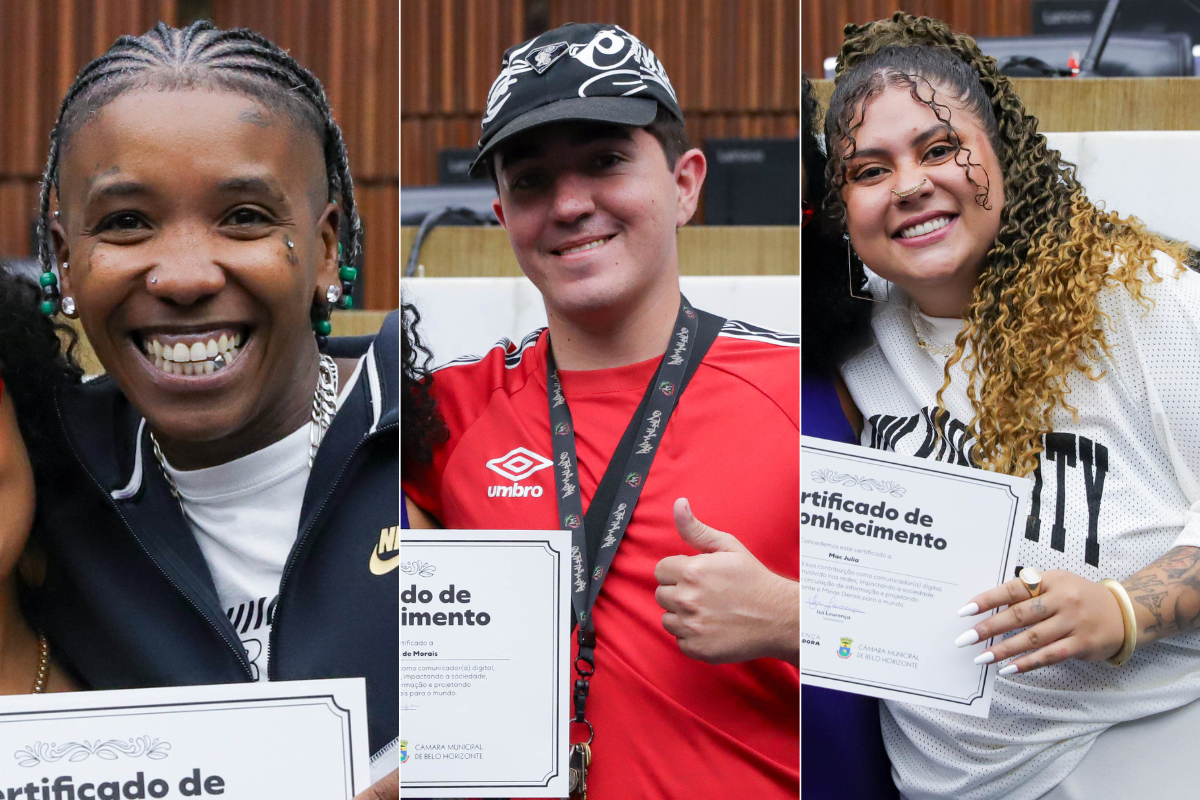 Caio Vinicius Campos de Morais, Coxaloka e Mac Júlia foram homenageados e contemplados com um certificado