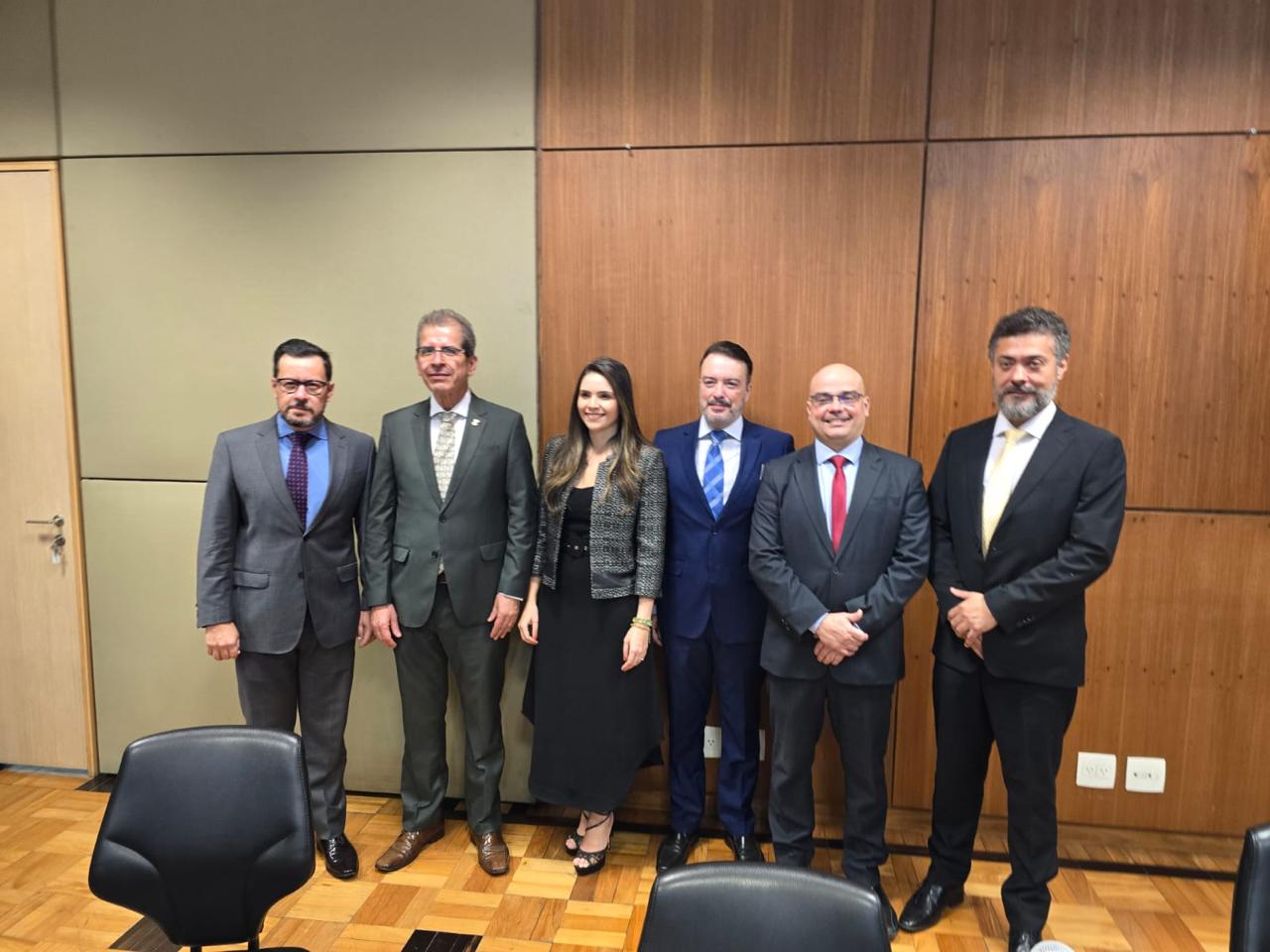 Da esquerda para a direita: procurador-geral de Aracaju, Sidney Amaral; procurador-geral de Belo Horizonte, Hércules Guerra; procuradora-geral de Contagem, Sarah Campos; subprocurador de Betim, Lucas Neves; procuradora-geral de Porto Alegre, Riberto Silva da Rocha; procuradora-geral de Betim, Joab Ribeiro