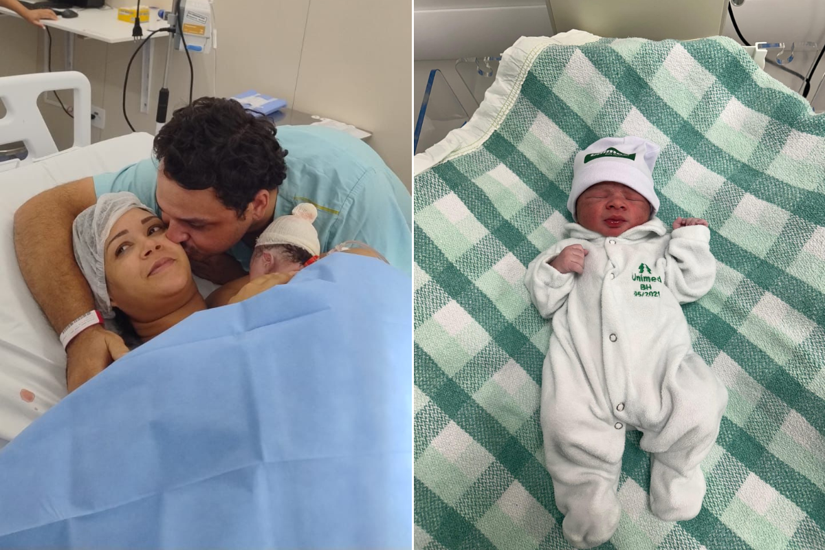 Helena (à esquerda) nasceu com 52 cm e 3,05 kg; Miguel (à direita), chegou com 48 cm e 3,20 kg