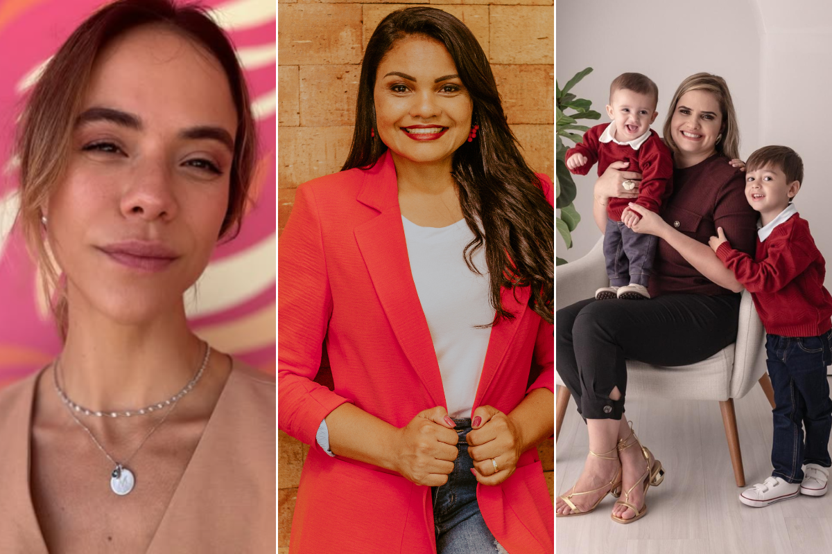 Da esquerda para direita: Miá Mello, Erika Pinheiro e Bruna Rios; mães que participam e fazem o evento