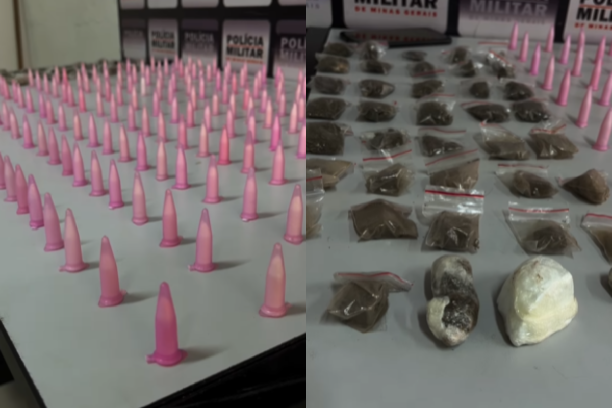 Parte da droga apreendida foi encontrada em um fundo falso no porta-malas do carro