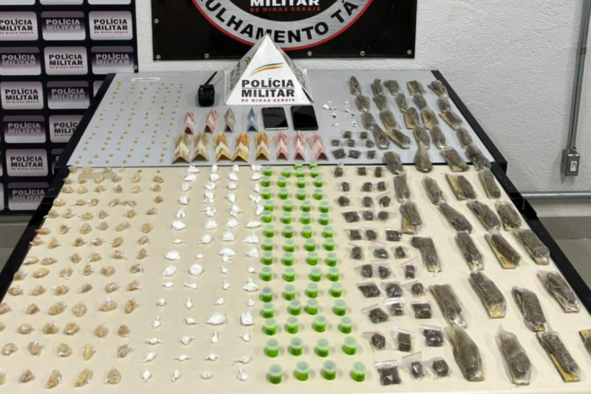 Foram apreendidas 143 porções de maconha, 175 de crack, 73 de cocaína e oito de haxixe, R$ 217 em dinheiro, um rádio comunicador e um celular