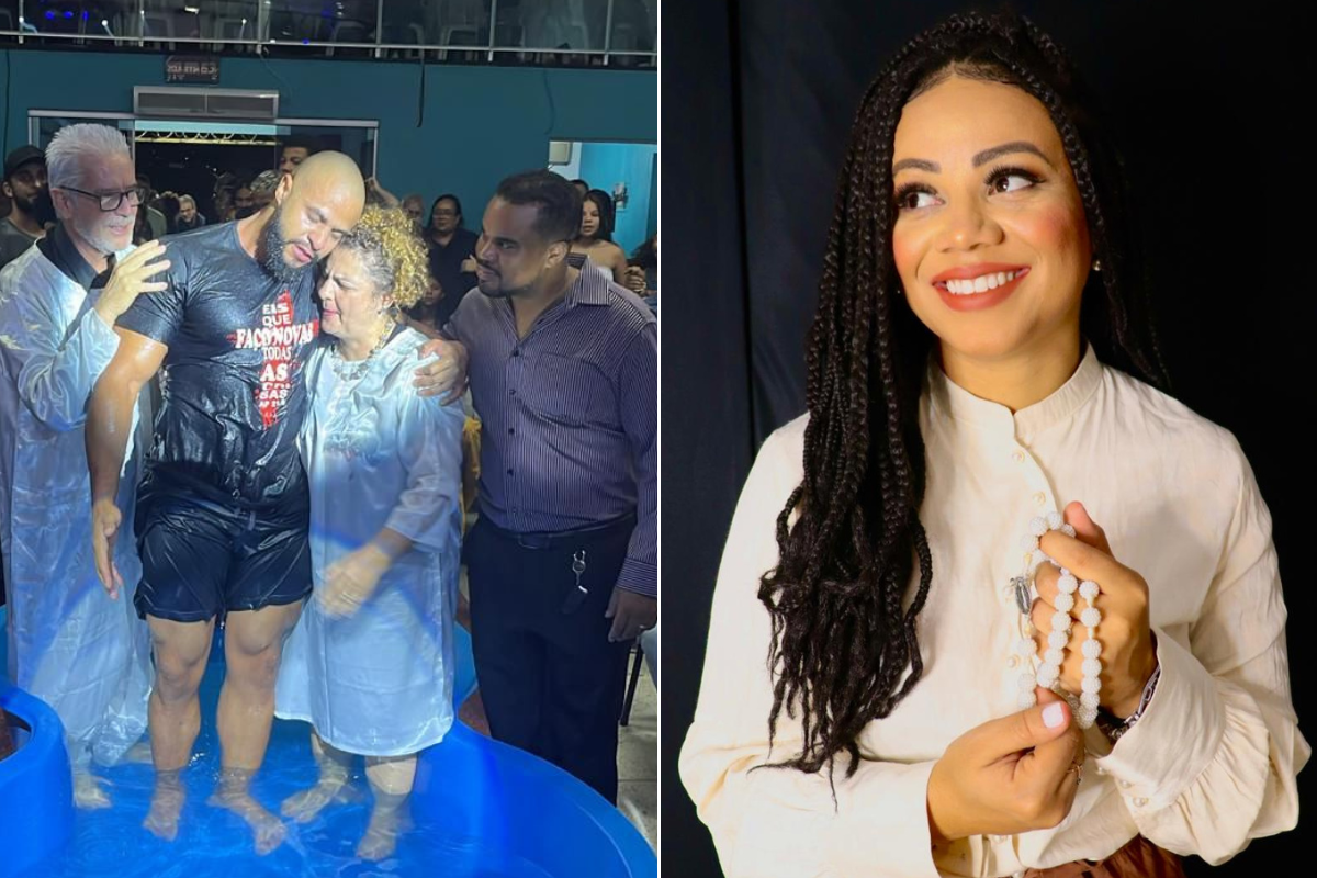 Evangélico, Wanderson Braga foi batizado no início deste ano; já Grah Gonçalves segue firme no catolicismo