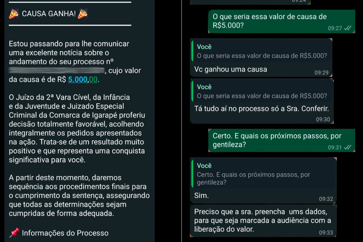 Jovem moradora de Betim não desconfiou da ação dos criminosos diante dos PDFs e até do linguajar dos homens que se passaram por advogado