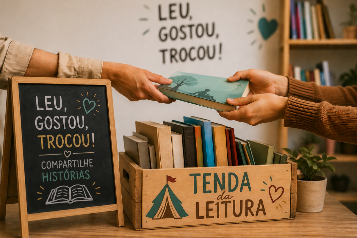 Projeto visa incentivar o hábito da leitura, fortalecer o conceito de economia circular e aproximar leitores por meio da troca de livros 