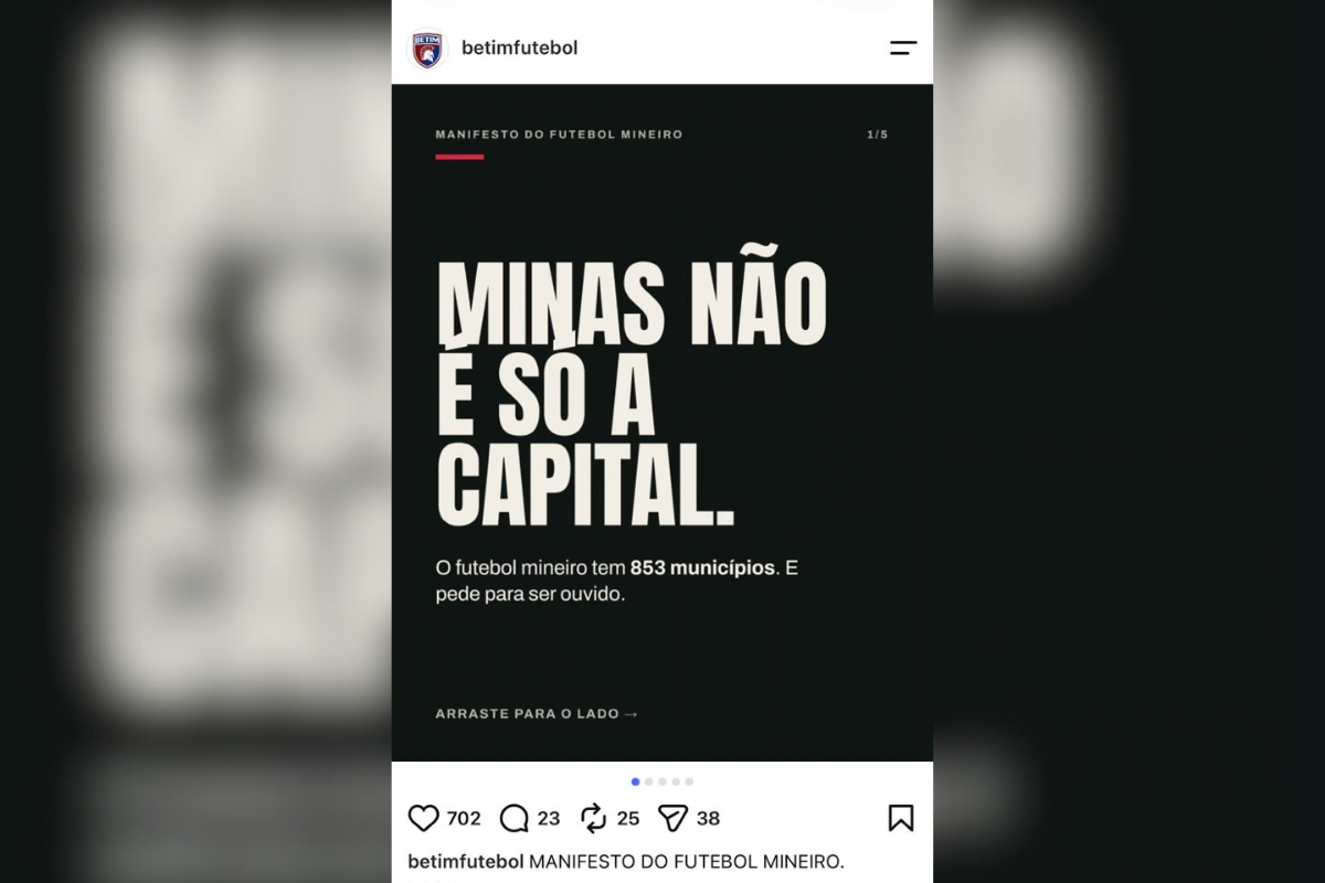 Betim Futebol publicou manifesto no perfil do time no Instagram