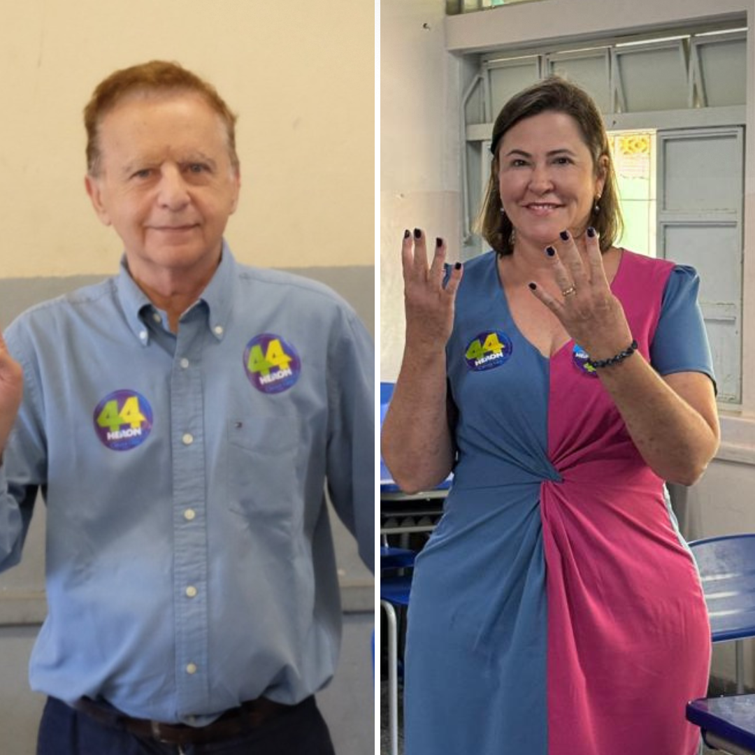 O prefeito Vittorio Medioli e sua atual vice, e candidata, Cleusa Lara, compareceram às urnas durante a manhã deste domingo (6) para votar