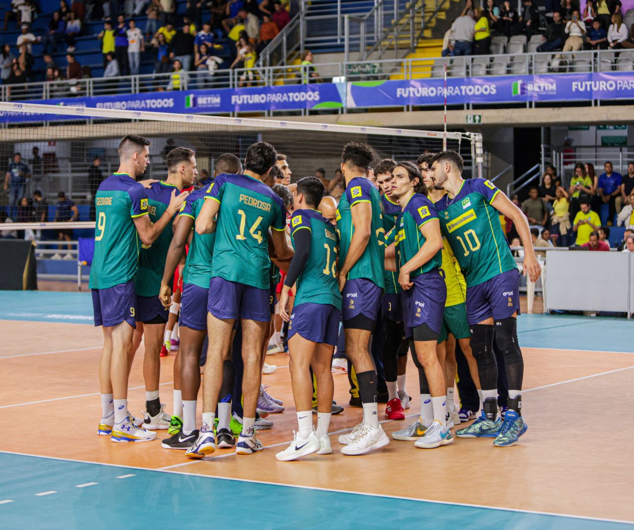 Jogadores do Brasil após vitória pela Copa América de Vôlei