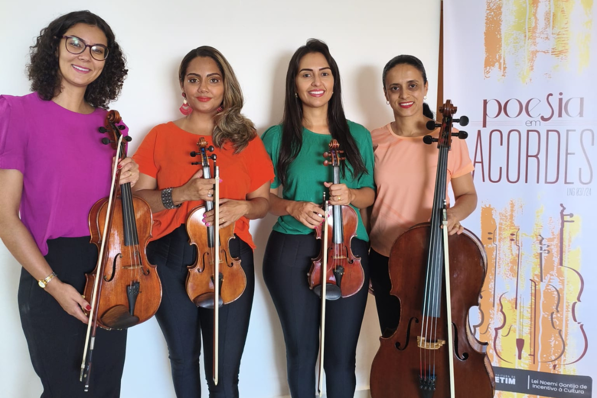 Quarteto é composto por Ludmila Moura e Greycilane Silva (violinos), Kele Marques (viola) e Ana Paula Ferreira (violoncelo)
